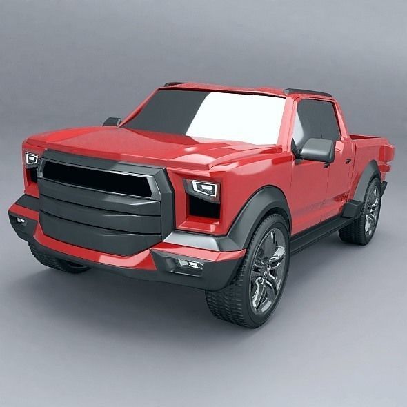 Pickup truck concept restyled 3D model_3