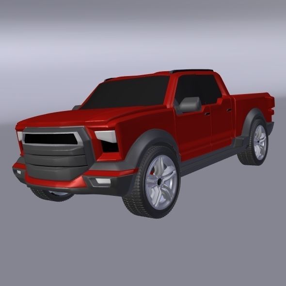 Pickup truck concept restyled 3D model_10