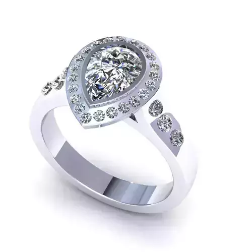 Pear Halo Enagagment Ring