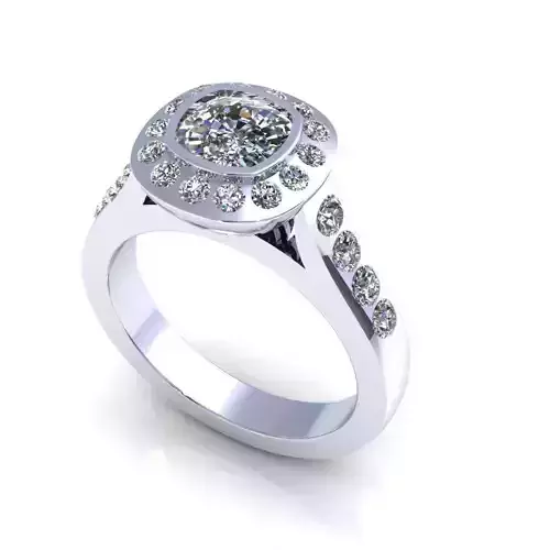 Cushion Love Engagement Ring 3D print model