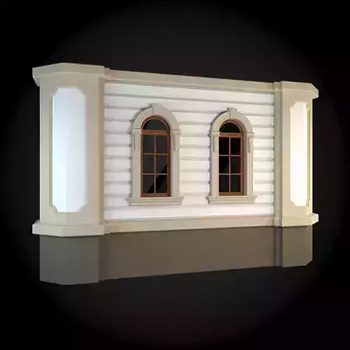 Wall facade of building with two windows