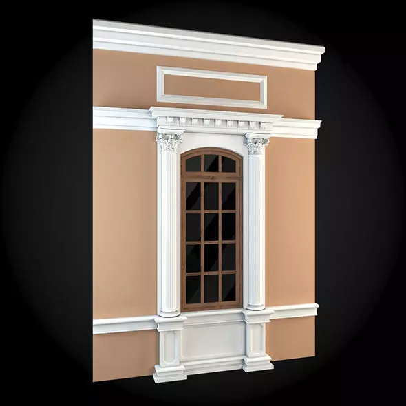 Wall window with pillars and columns 3D model_0