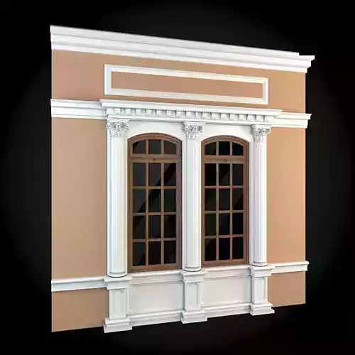 Wall building with windows and columns