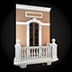 Wall balcony with window and railing 3D model_1