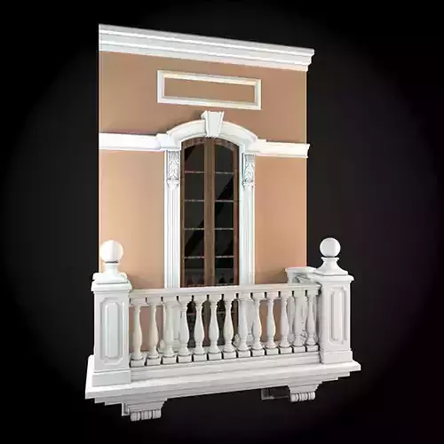 Wall balcony with window and railing