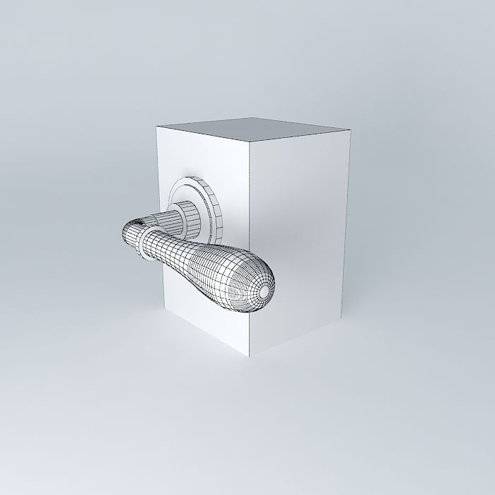 Traditional style door lever handle 3D model_3