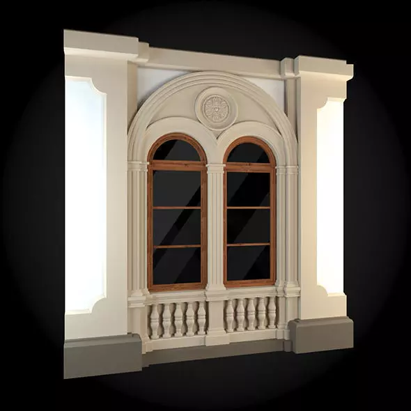 Wall ornate window 3D model_0