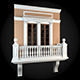 Wall balcony with railings 3D model_1
