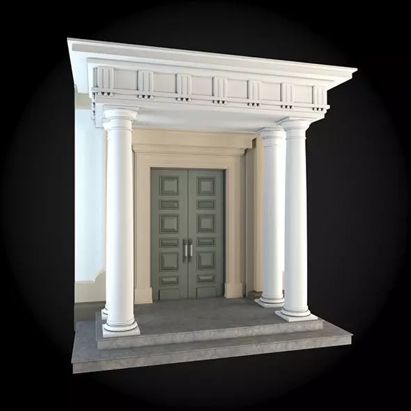 Wall door with columns and door 3D model