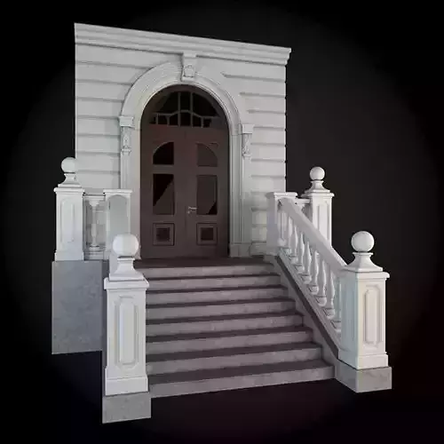 Wall building with stairs and door