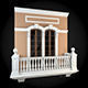 Wall balcony with railings 3D model_1
