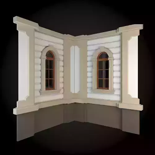 Wall corner of building with two windows