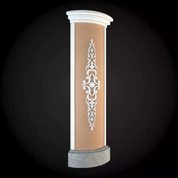 Wall ornate column 3D model_0