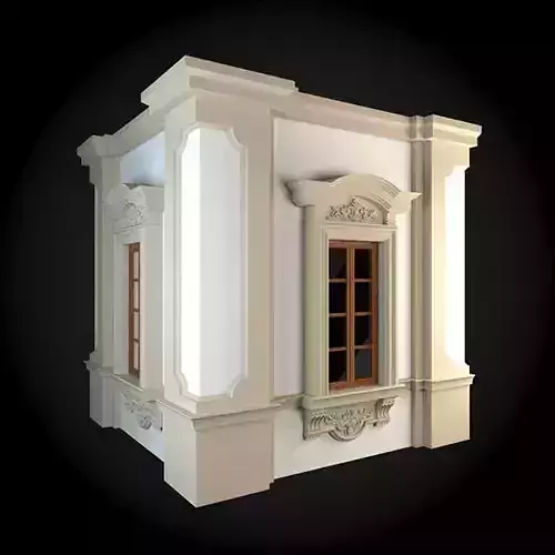 Wall building with windows and doors