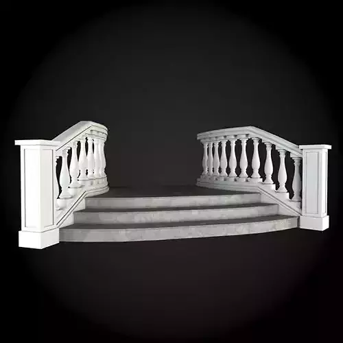 Wall staircase with railings