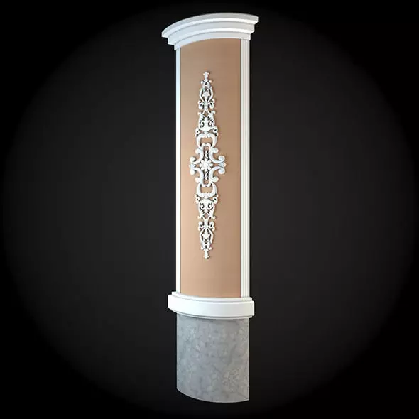 Wall ornate column 3D model_0