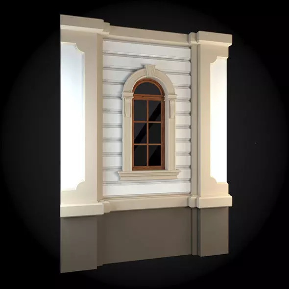Wall facade of building with window 3D model_0