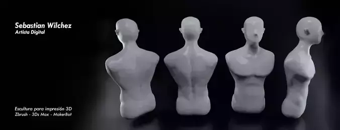 Male human torso statue 3D print model
