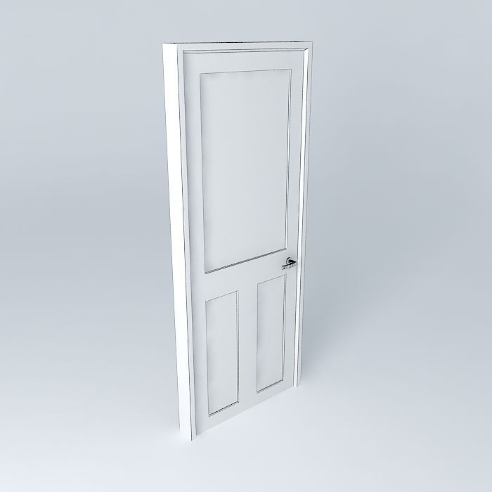 door interior half glazed 3D model_3