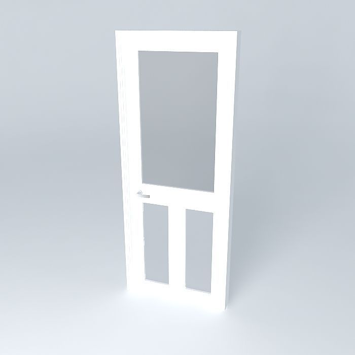 door interior half glazed 3D model_1
