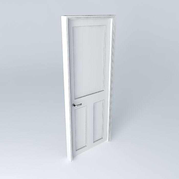 door interior half glazed 3D model_4