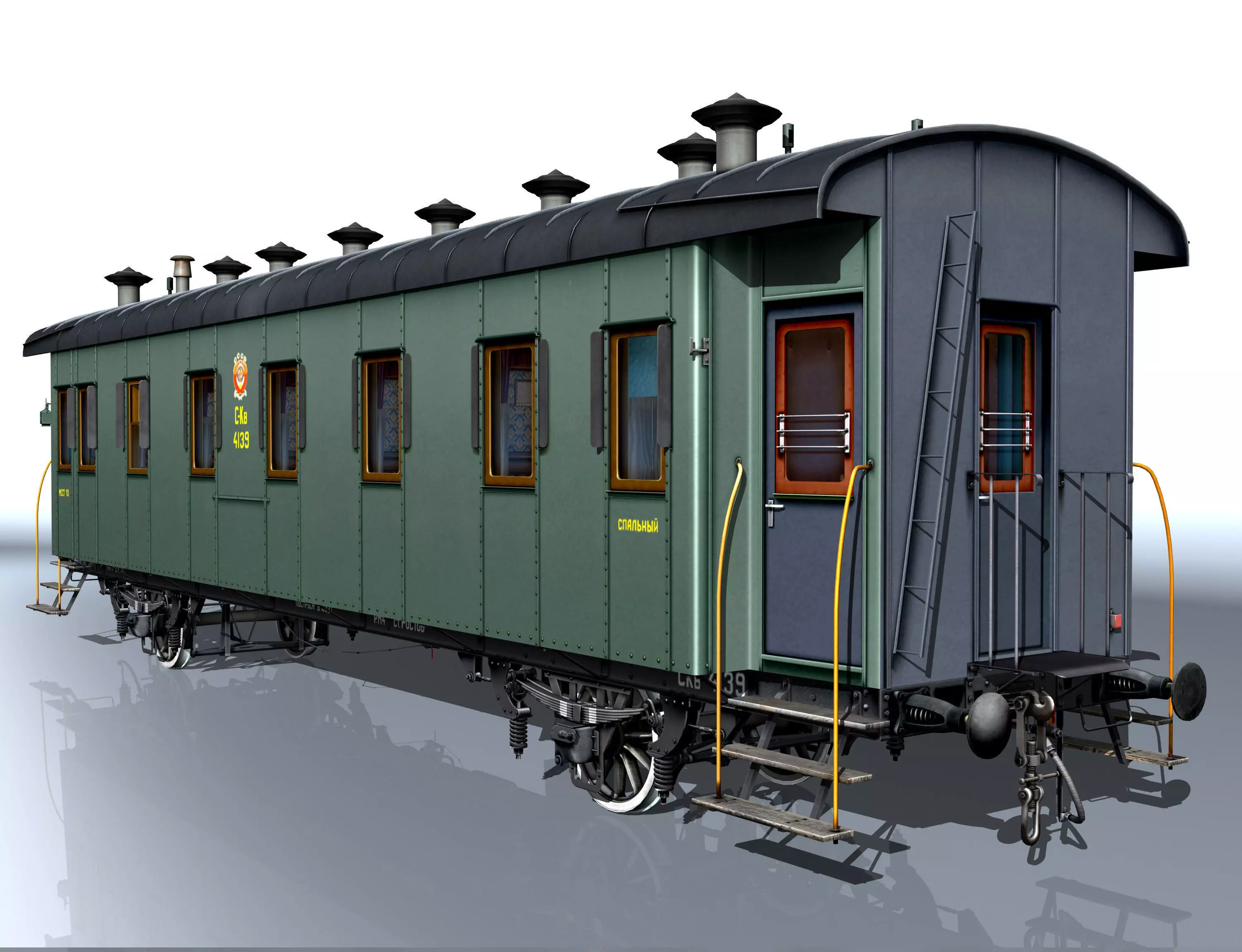 carriage passenger 2-axles 3D model_0