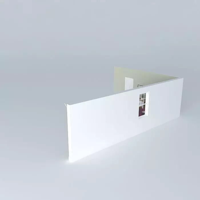 Bedroom set wall with window 3D model_0