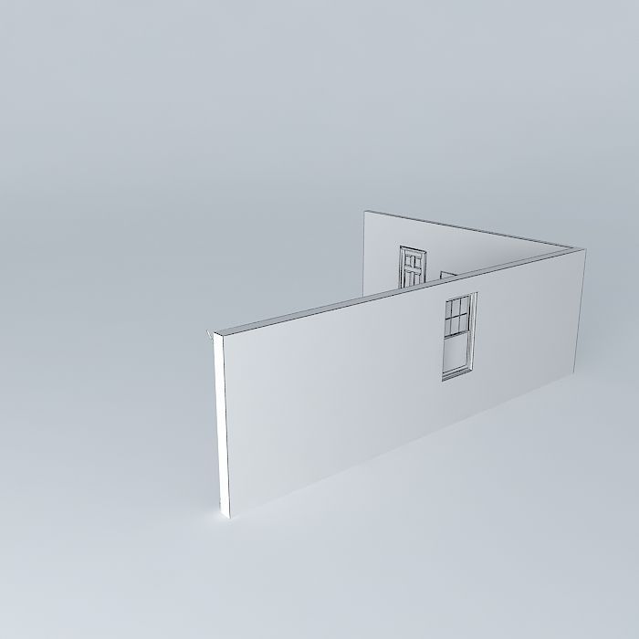 Bedroom set wall with window 3D model_3