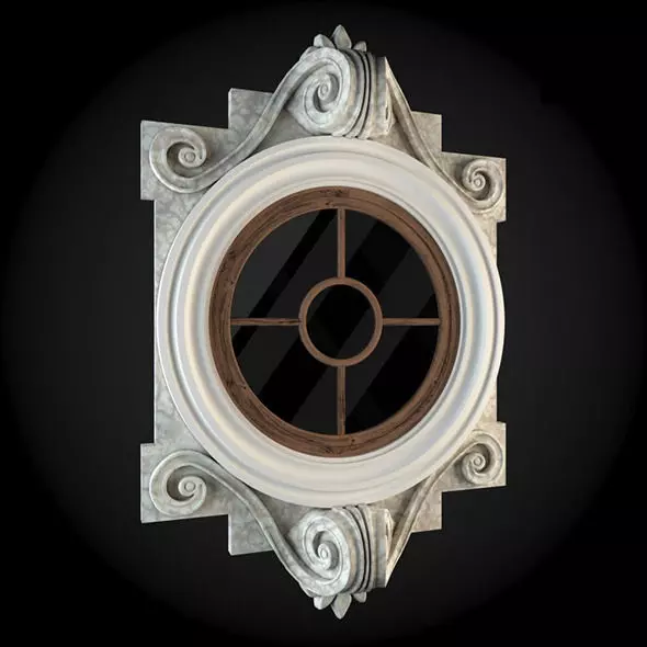 Window round in ornate frame 3D model_0