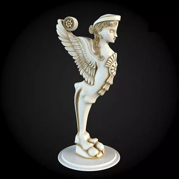 Sculpture statue of bird with wings 3D model_0