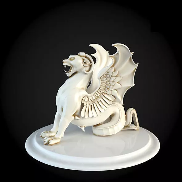 Sculpture figurine of dragon 3D model_0