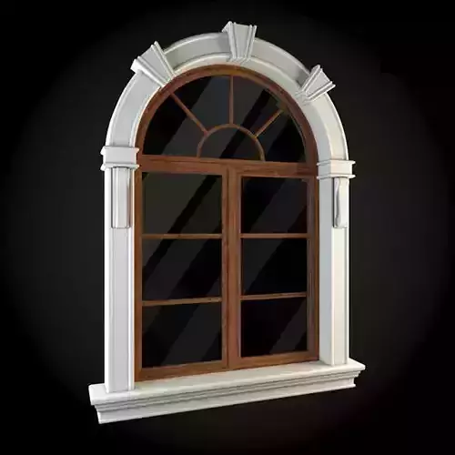 Window arched with wooden frame