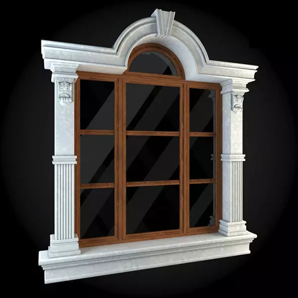 Window with wooden frames 3D model_0