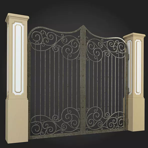 Gates ornate wrought iron gate 3D model_0