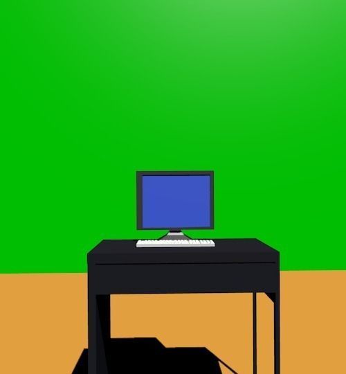 desktop desk with computer Free 3D model