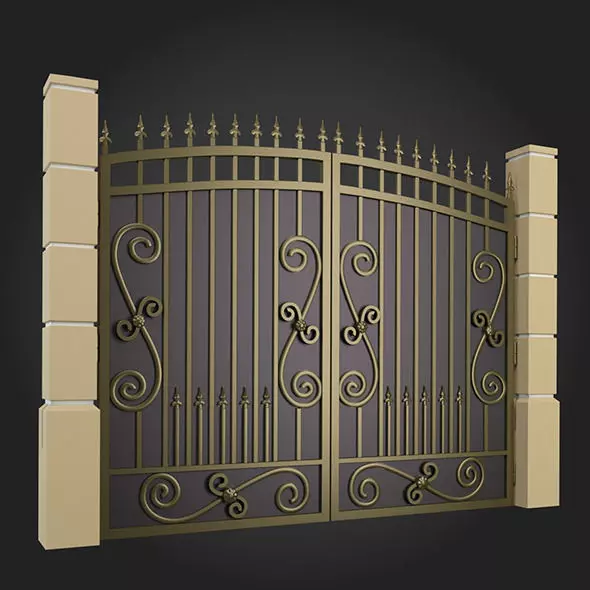 Gates wrought iron gate 3D model_0