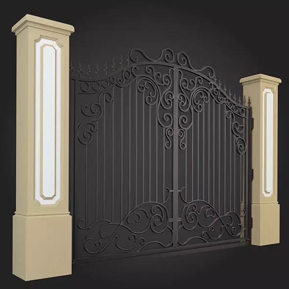 Gates wrought iron gate 3D model_0