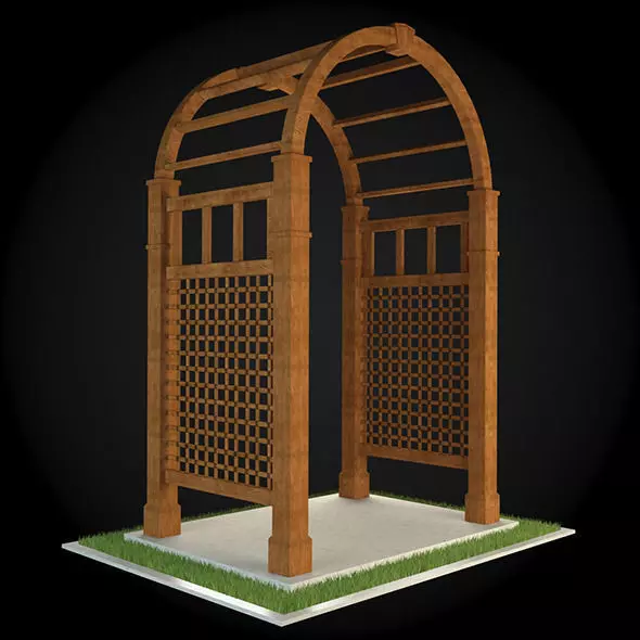 Pergola wooden arbour 3D model