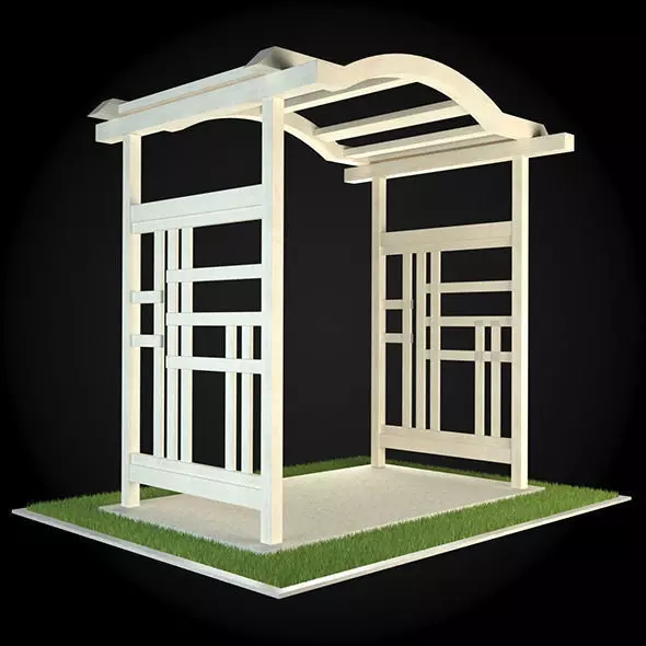 Pergola arbour 3D model_0