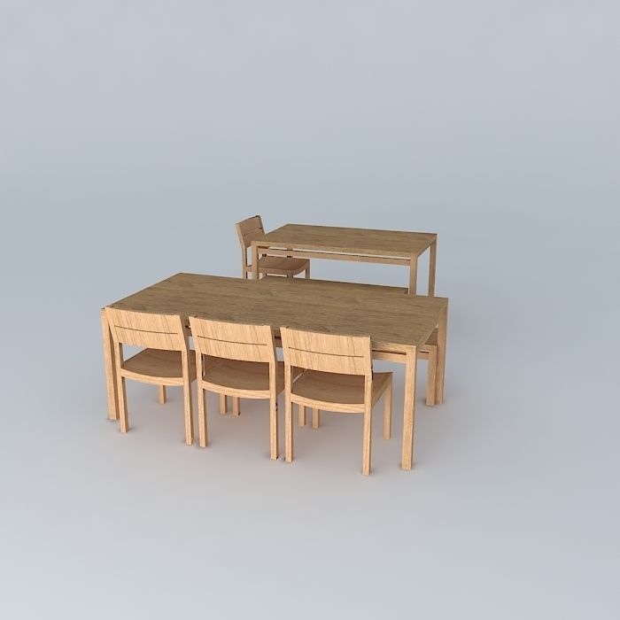 table chairs bench 3D model_1