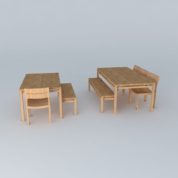 table chairs bench 3D model_2