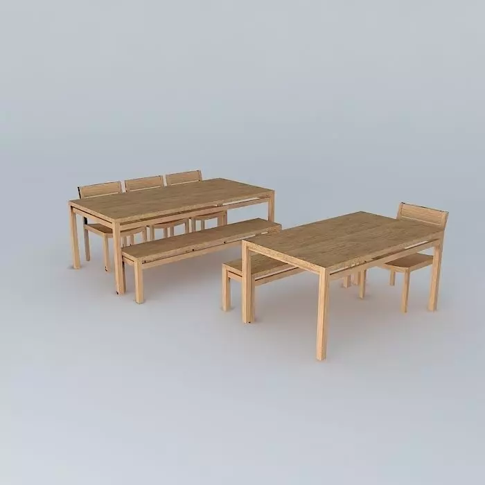 table chairs bench 3D model_0