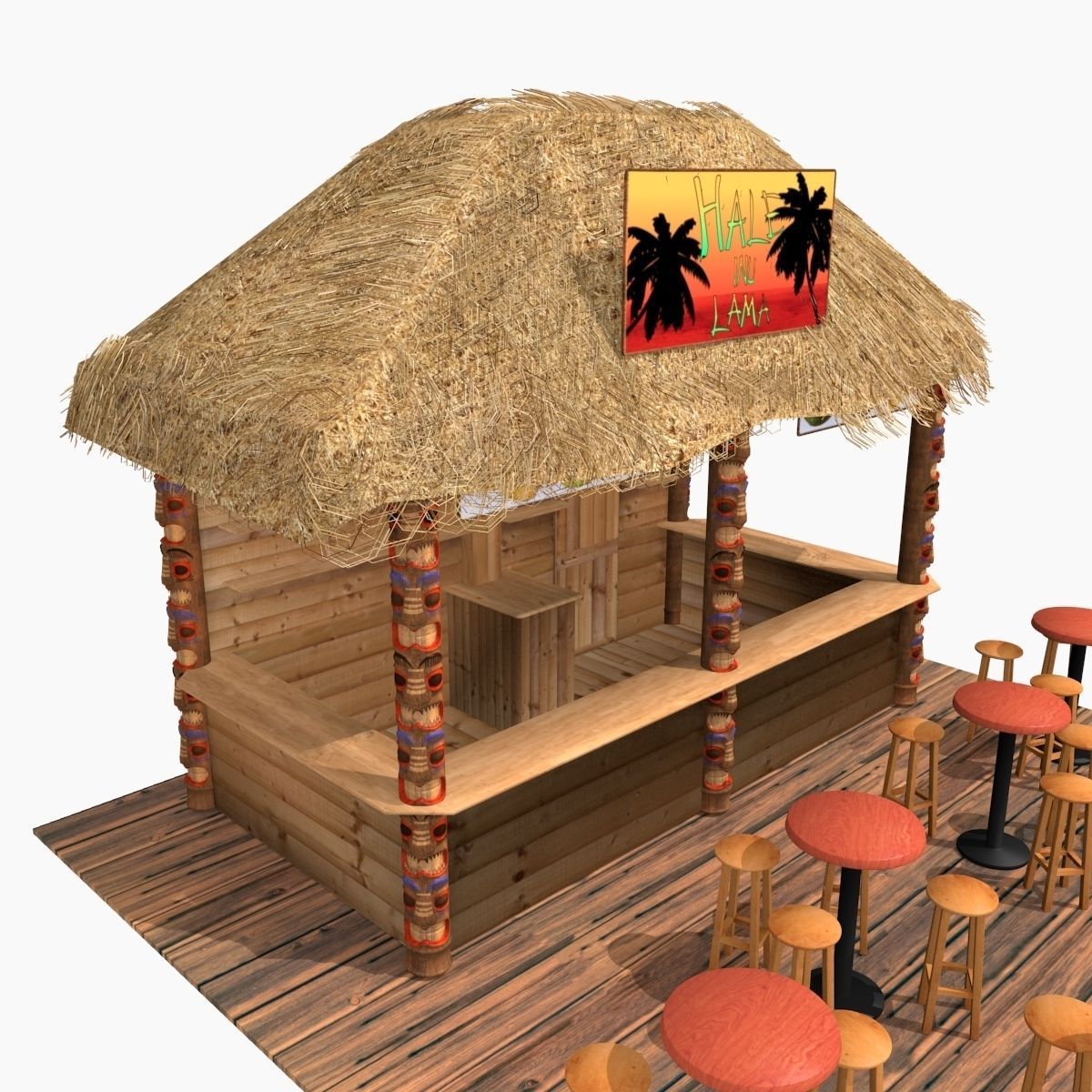 Kiosk on the beach 3D model_1