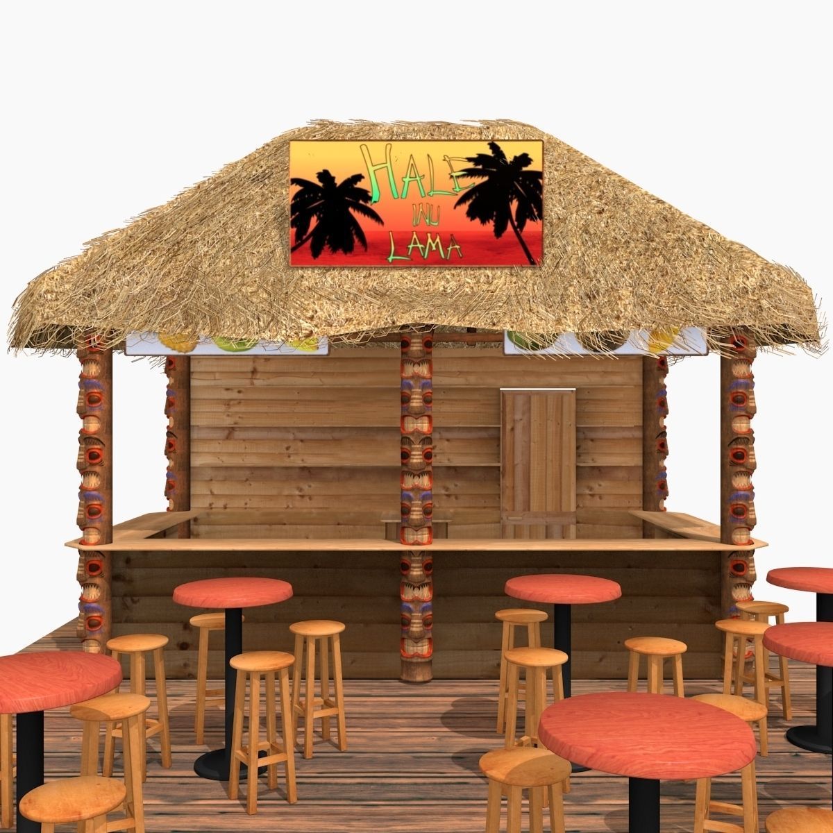 Kiosk on the beach 3D model_2