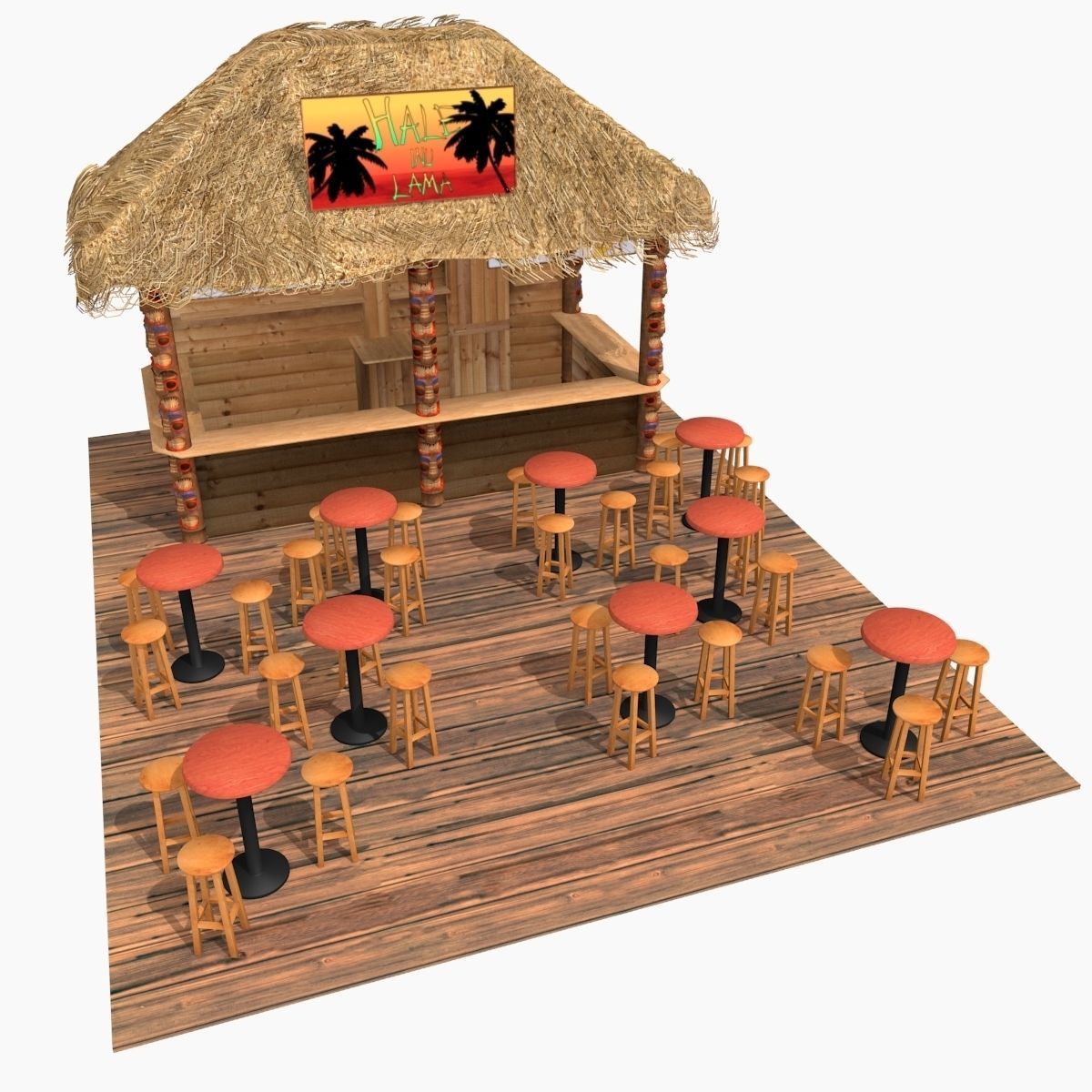 Kiosk on the beach 3D model_4