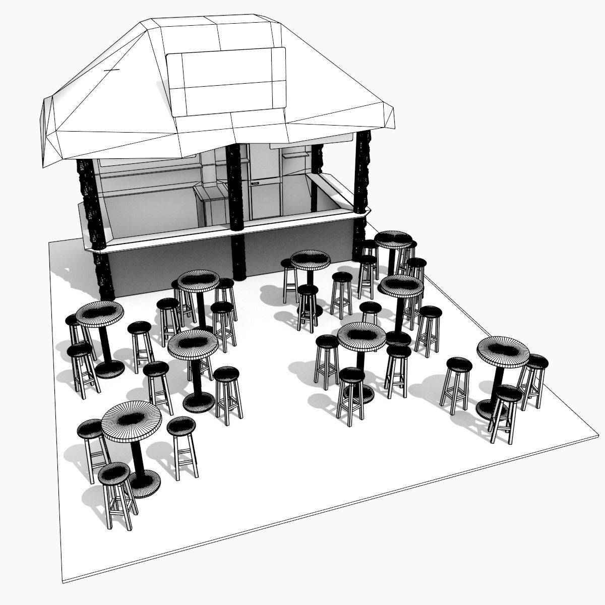 Kiosk on the beach 3D model_10