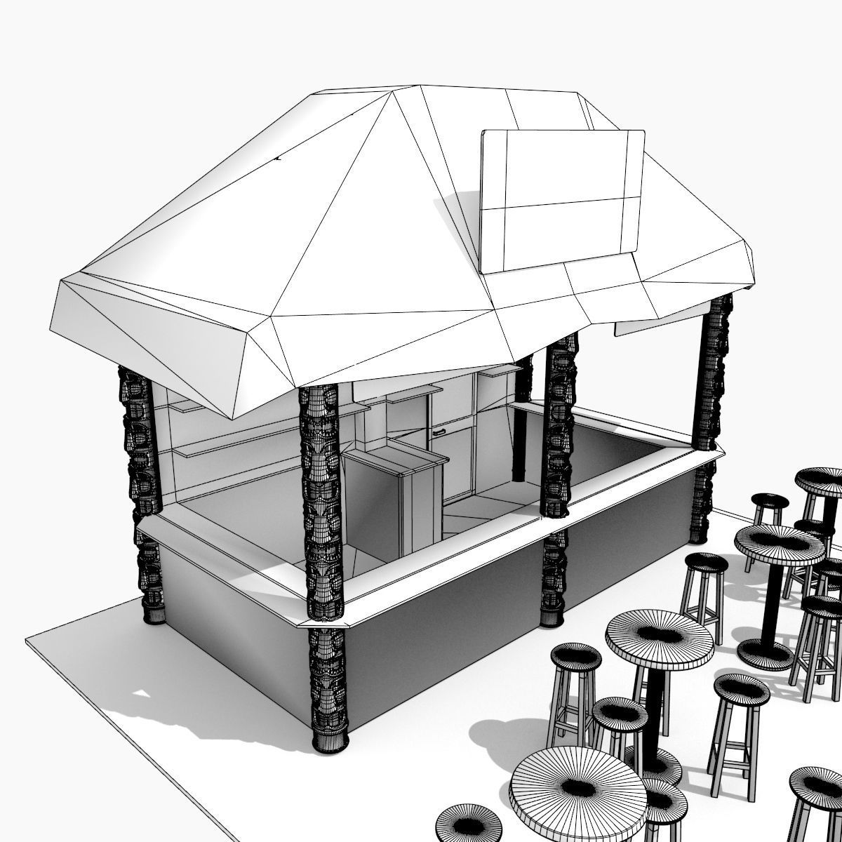 Kiosk on the beach 3D model_11