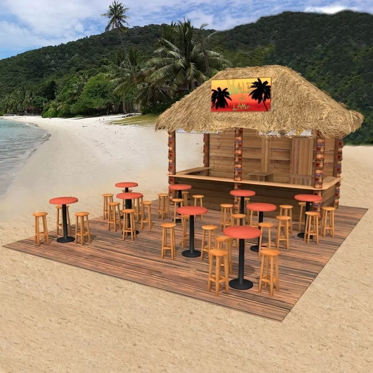 Kiosk on the beach 3D model_0