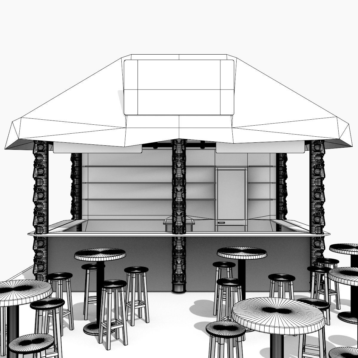 Kiosk on the beach 3D model_12