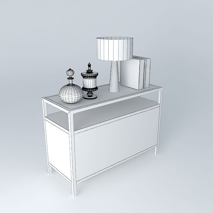 modern sideboard with accessories 3D model_4